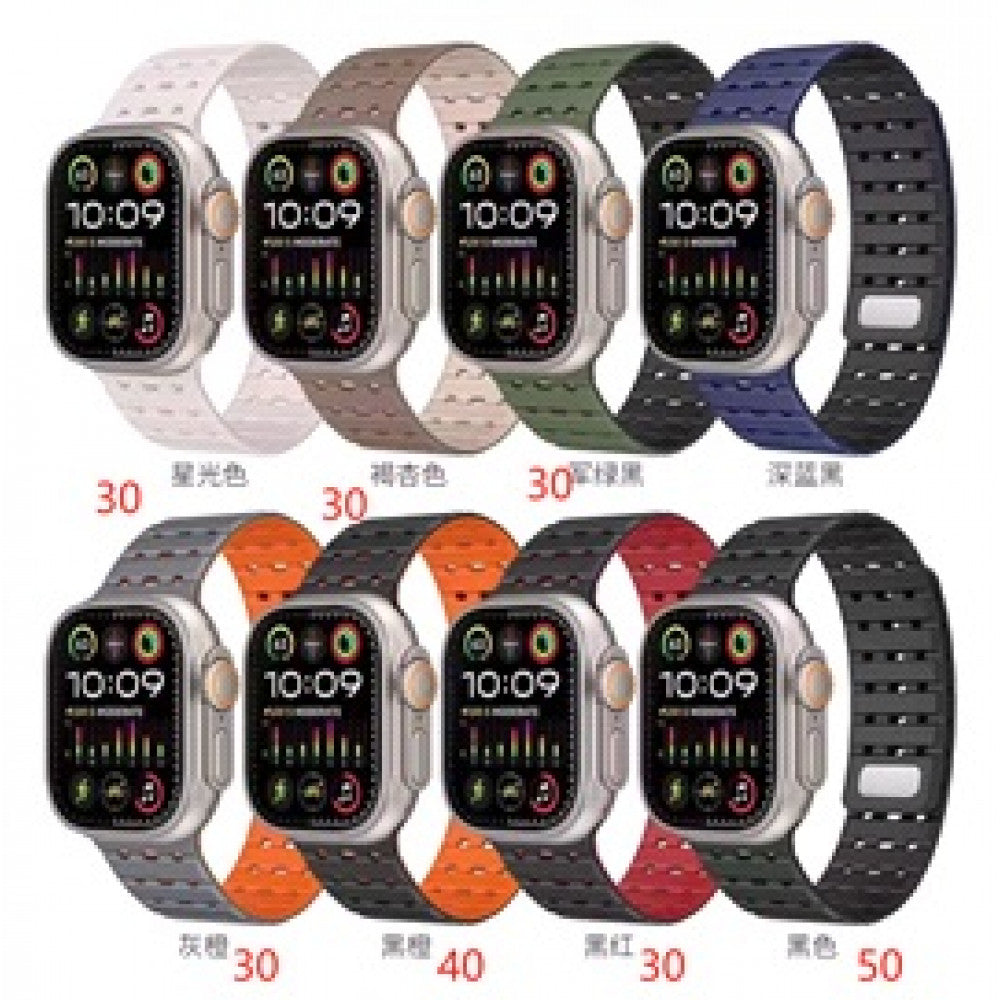 Ремінець Silicon Magic Double color Apple Watch 42 mm 44 mm 45 mm 49 mm — Grey & Orange