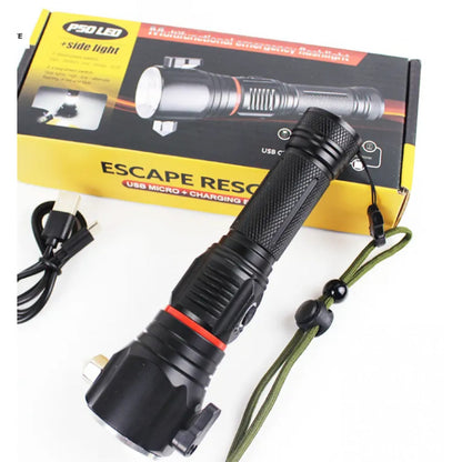 Фонарь ручной аккумуляторный с USB, ZOOM, стеклобоем и магнитом  — SY-2008