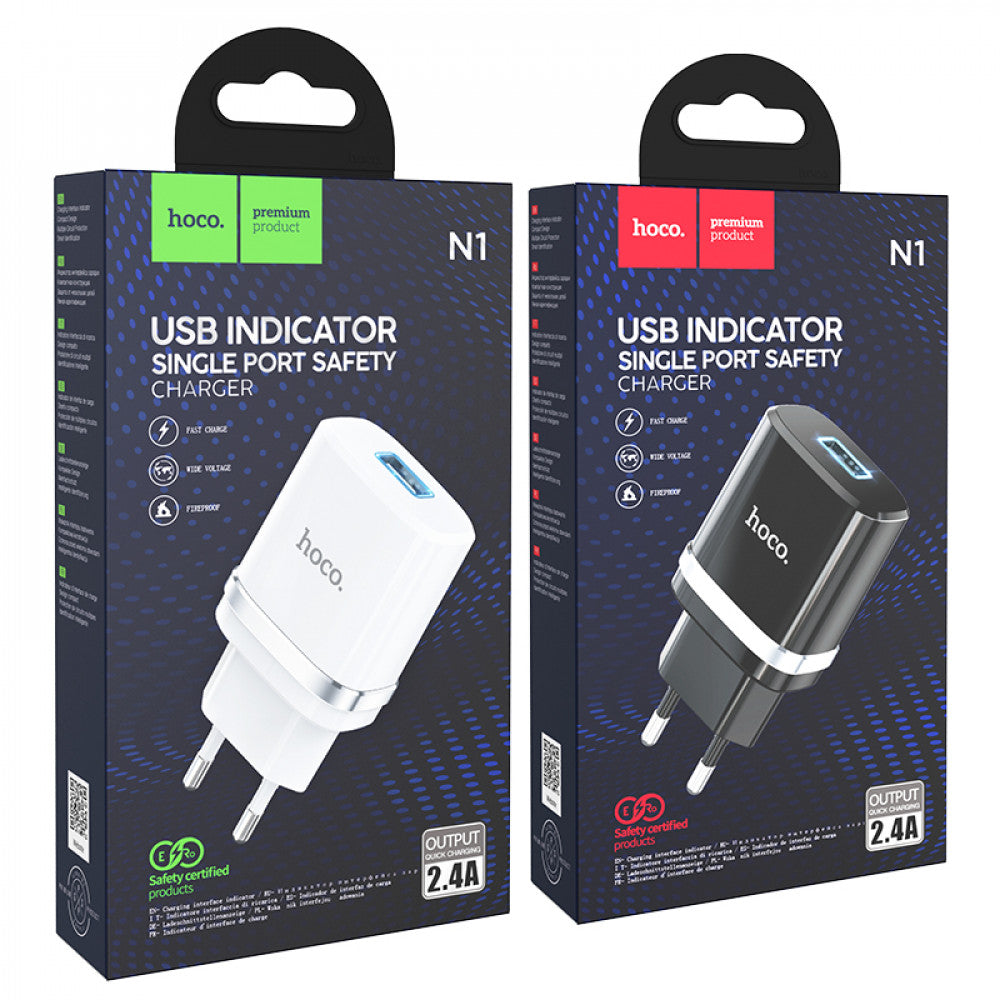 Home Charger 2.4A 1U Hoco N1 — Black