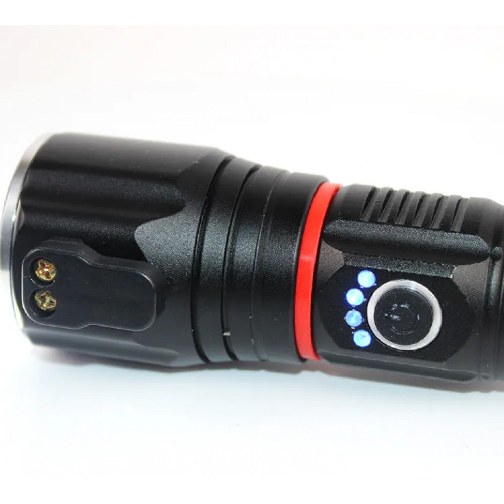 Фонарь ручной аккумуляторный с USB, ZOOM, стеклобоем и магнитом  — SY-2008