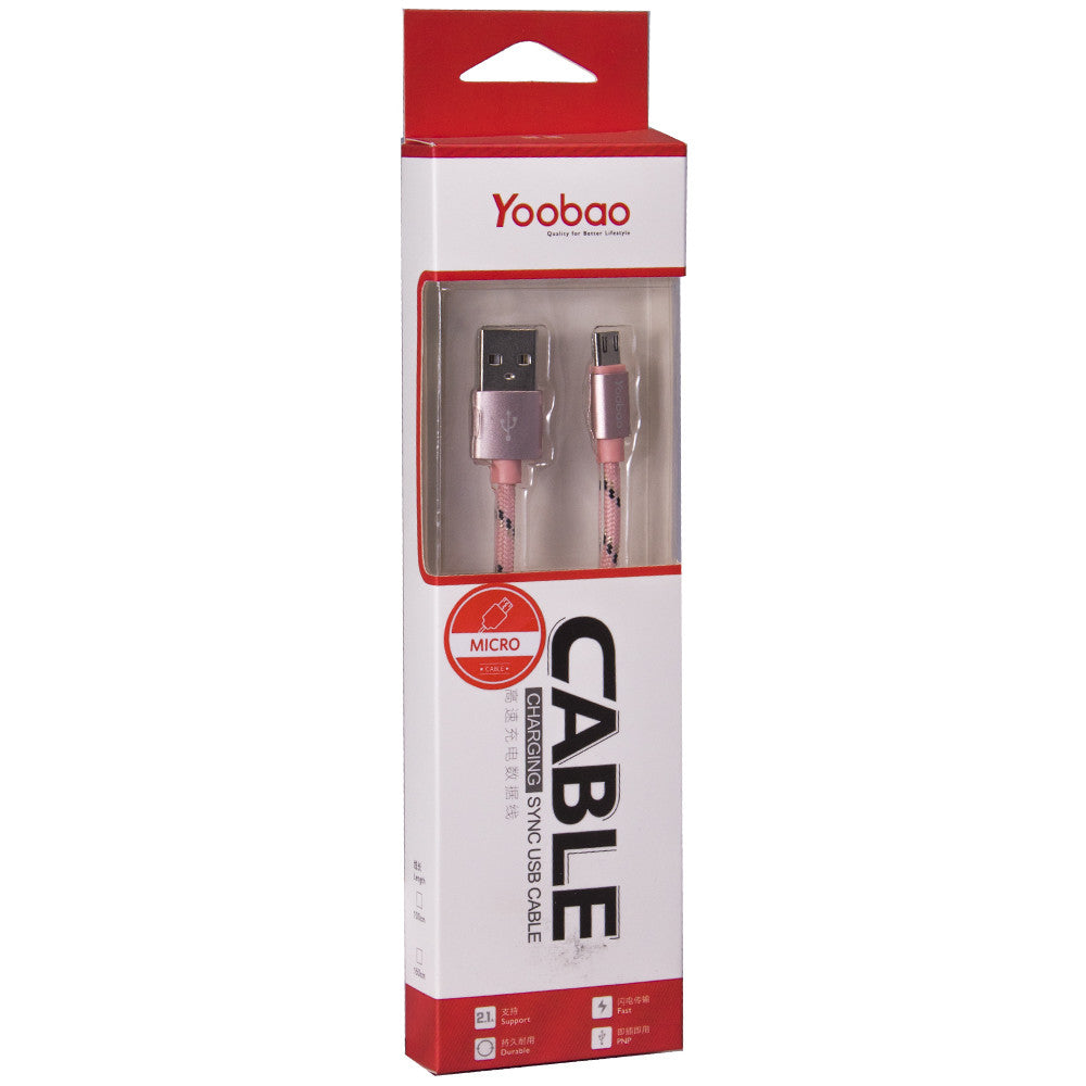 Кабель Micro 2.1A (1.5m) Yoobao YB423 — Pink