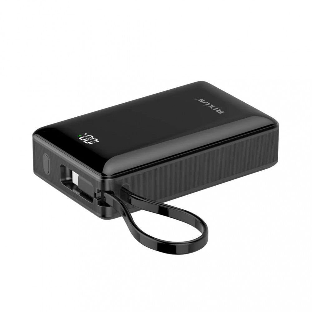 Power Bank 20000 mAh | 22.5W  —Rixus RXPB02B With USB-C Cable Built-in