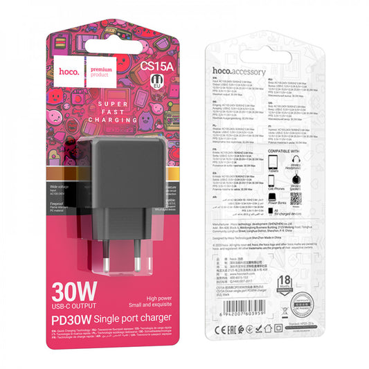Home Charger 30W PD Hoco CS15A – Black