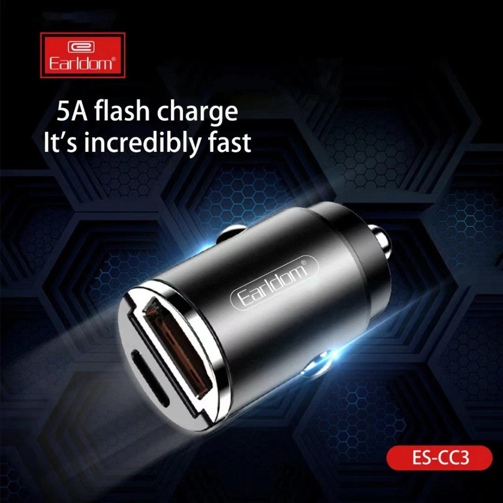 Car Charger 2.4A 1U 1C Earldom ES-CC3