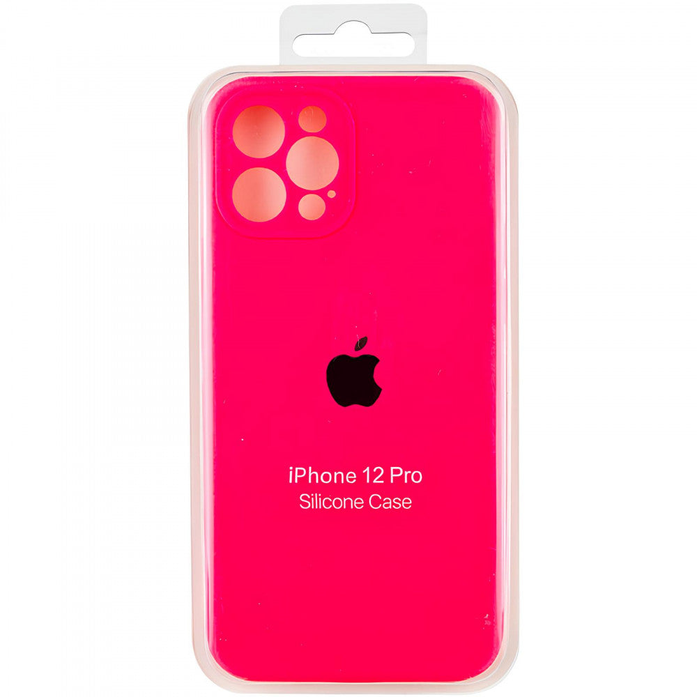 Original Silicone Case with protective camera iPhone 12 Pro — Neon Pink (47)