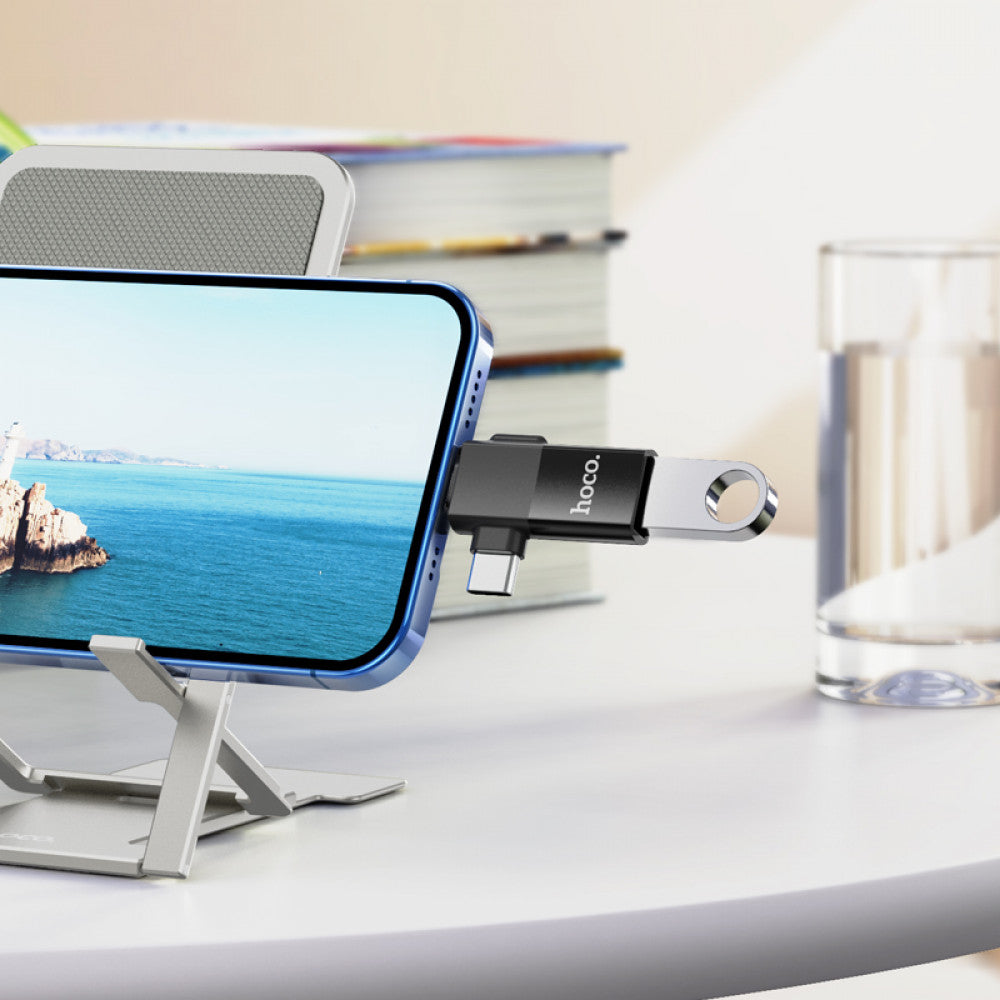 Adapter Lightning/UCB C To USB 2.0 Hoco UA17 – Black