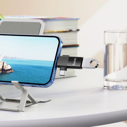 Adapter Lightning/UCB C To USB 2.0 Hoco UA17 – Black