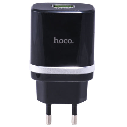 Home Charger | 18W | QC3.0 | Micro Cable (1m) – Hoco C12Q – Black