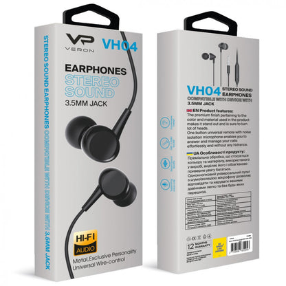 Headphones with microphone 3.5mm Veron VH04