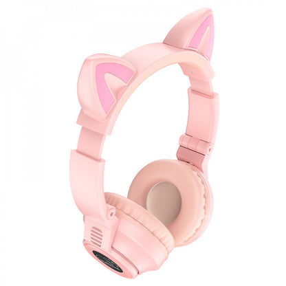 Bluetooth headphones Borofone BO18 Cat ear – Pink