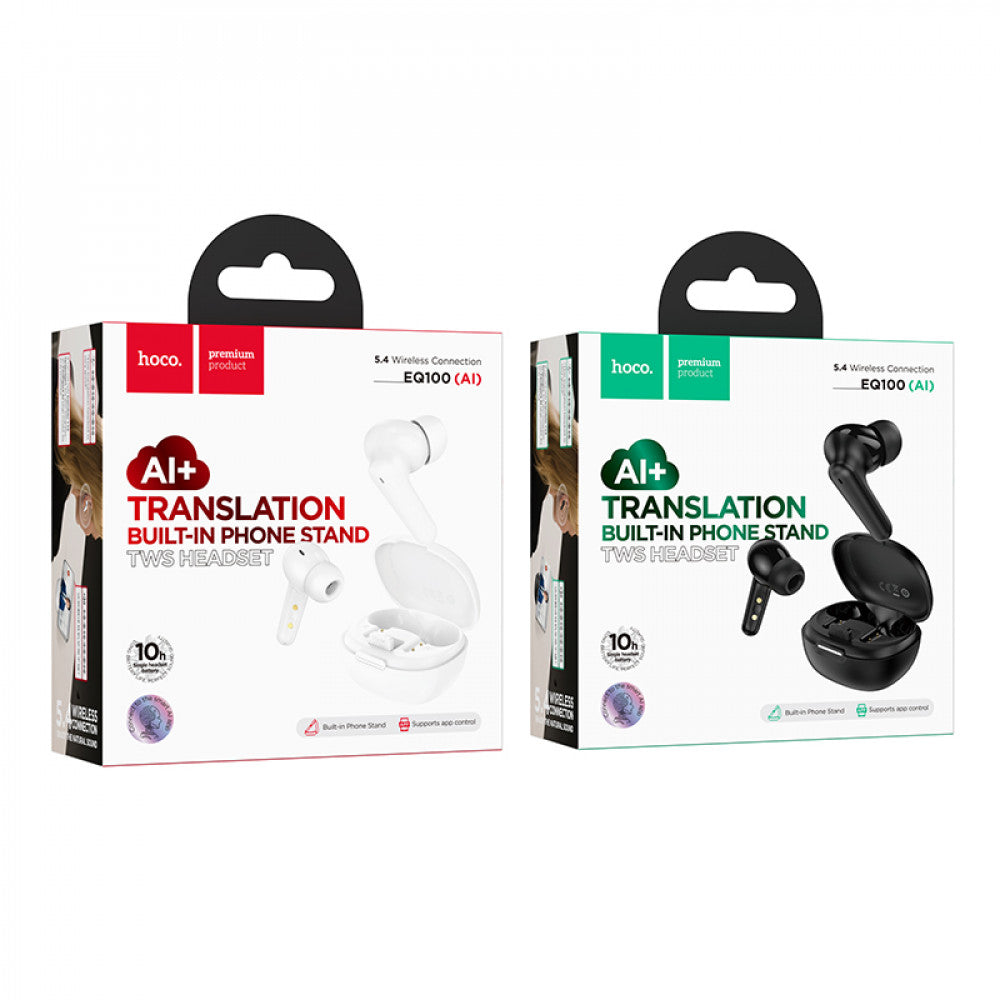 Bluetooth гарнітура TWS Hoco EQ100 — White
