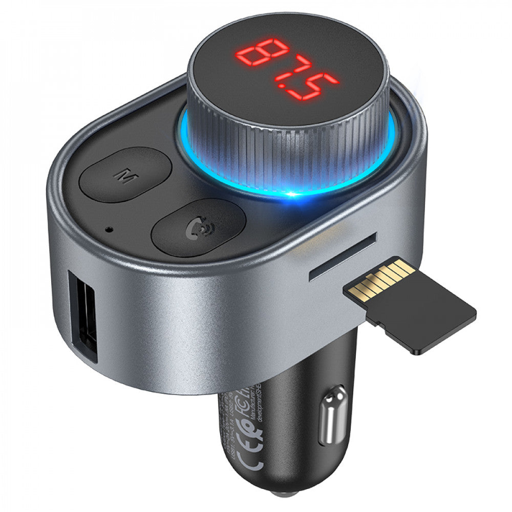 Fm Transmitter MP3 | Car Charger | 3.1A | PD30W | 2U — Hoco E72 — Metal Grey