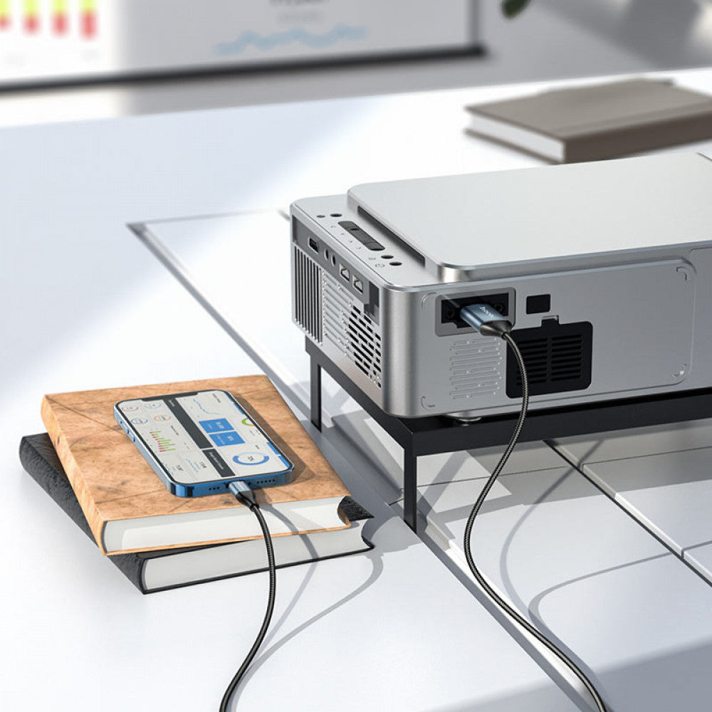 Lightning To HDMI Cable (2m) – Hoco UA15 HD on screen – Metal gray