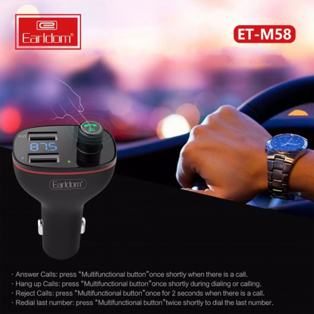 Fm Modulator MP3 | Car Charger | 2.0A | 2U - Earldom ET-M58