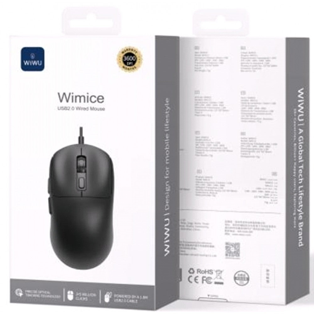 Проводная мышь WiWU WM111, USB — черная
