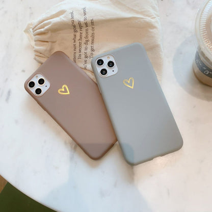 Ultra-thin soft heart-shaped pattern TPU Case  iPhone 13 Pro Max 6.7" — Brown