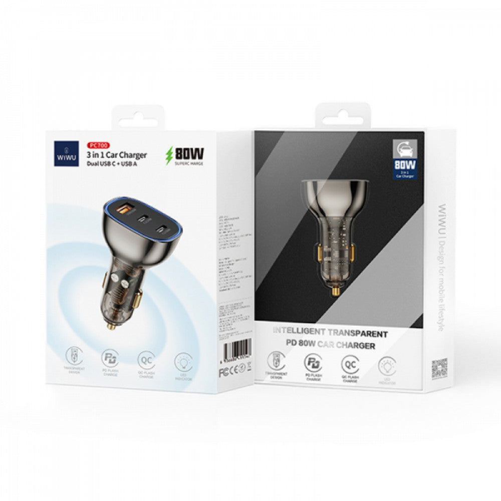 Car Charger 30W 2 PD QC3.0 WiWU PC700 – Black