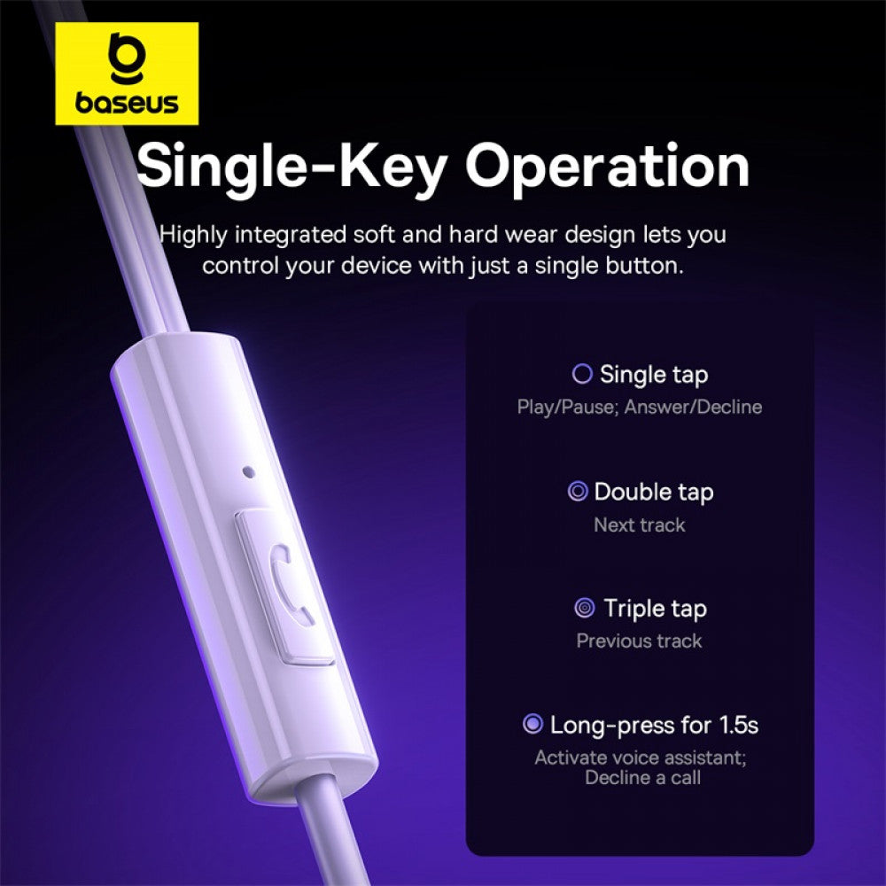 Type C headphones with microphone – Baseus CZ11 – A00164300213-Z1 White