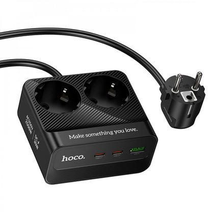 Power Extension 1U | 2P | 2C — Hoco AC27 L=2M  — Black