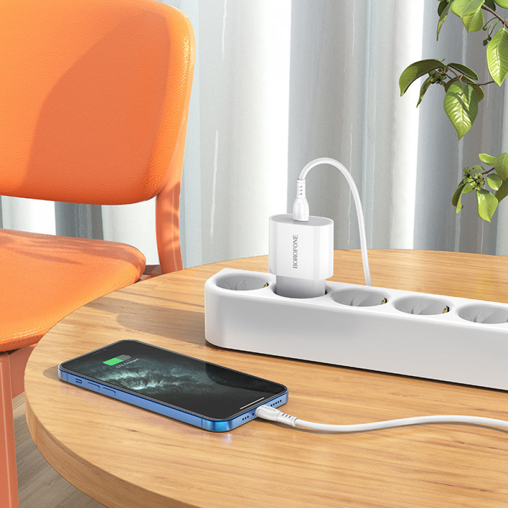 Home Charger 2.1A PD3.0 C to Lightning Cable (1m) Borofone BA61A – White