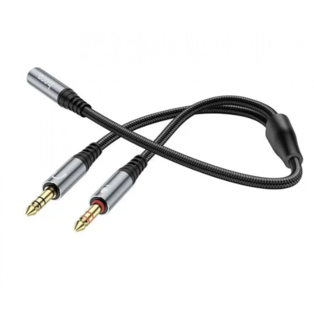 Cable Aux (Female to 2 Male) (0.25m) Hoco UPA21 – Metal Gray
