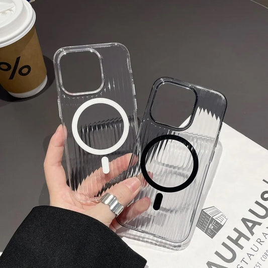 Накладка Чехлы Corrugated Pattern Case With Magsafe — iPhone 14 Pro Max — Black