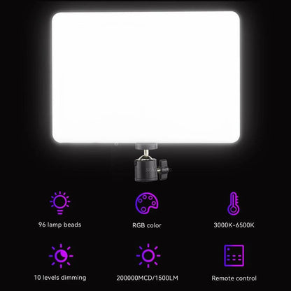 Video light lamp LED RGB PM26 23x16 cm 96 Lights 2700K-6000K Remote USB + Adapter inside