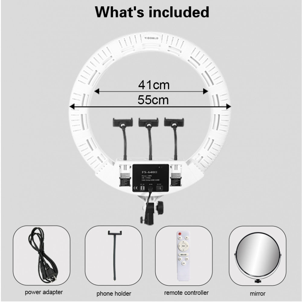 Ring lamp LED Veron FS-640 II 55cm 100W 3200-5500K white with mirror