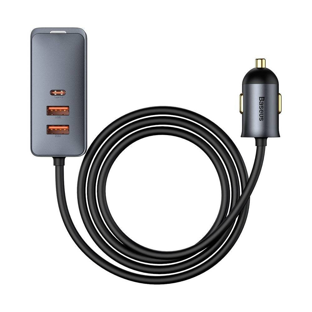 Car Charger 120W 2U 2C Extension Cord Baseus (CCBT-A0G) Share Together PPS multi-port Fast charging Gray – CCBT-AOG Gray