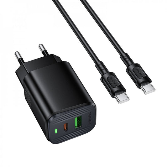 Home Charger 20W PD QC3.0 C to C Cable (1m) Borofone BAS83A — Black