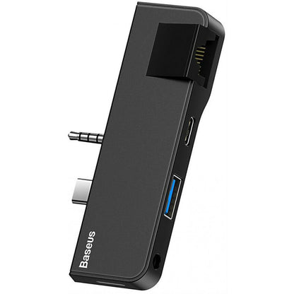 HUB USB C Baseus(CAHUB-FG01) Multifunctional HUB for Surface Go(Type-C+Audio to RJ45+USB3.0+Type-C(data)+Audio) – CAHUB-FG01 Black