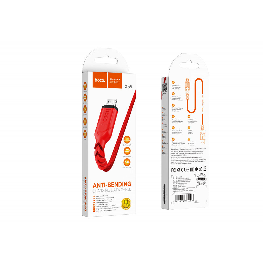Cable Micro 2.4A (1m) Hoco X59 – Red