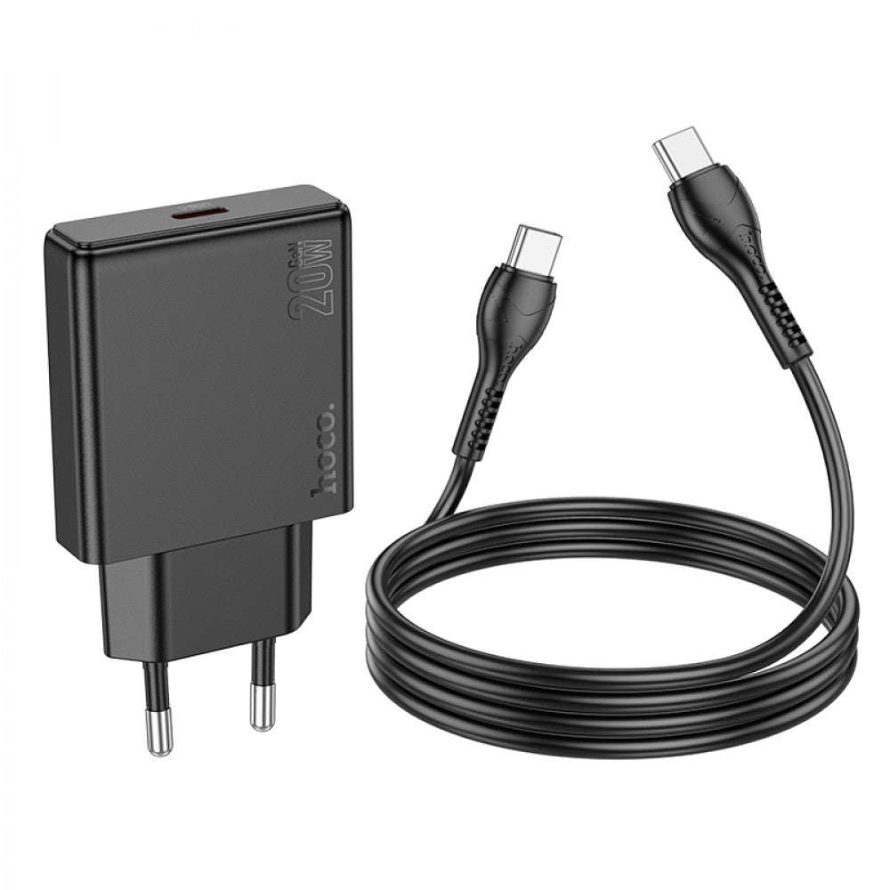 Home Charger 20W PD3.0 C to C Cable (1m) Hoco N37 – Black