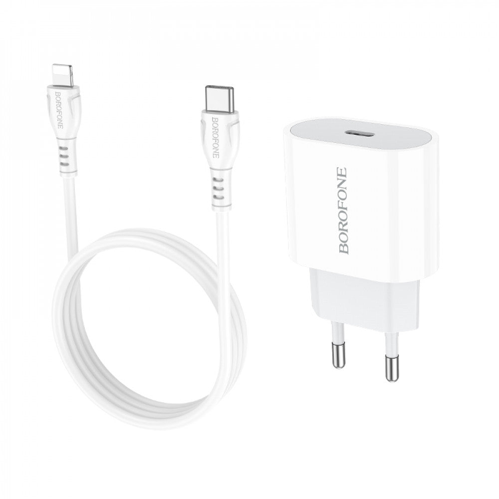Home Charger 2.1A PD3.0 C to Lightning Cable (1m) Borofone BA61A — White