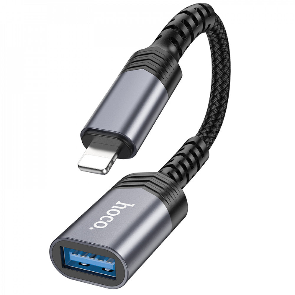 Adapter Lightning To USB 2.0 Hoco UA24 – Metal Gray