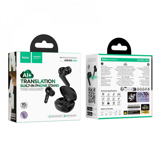 Bluetooth гарнітура TWS Hoco EQ100 — Black