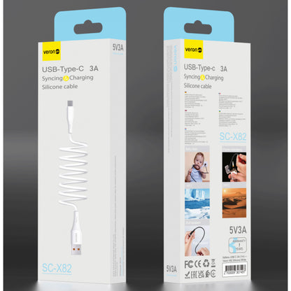 Silicone Cable USB C 3A (1m) — Veron SC-X82 — White