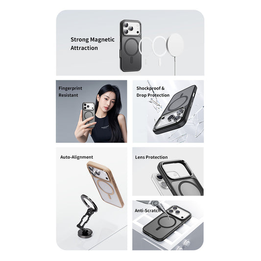 Накладка Чехлы Rock Guard Metal Lens Frame Series TPU Case with Magsafe iPhone 17 Pro Max — Gray