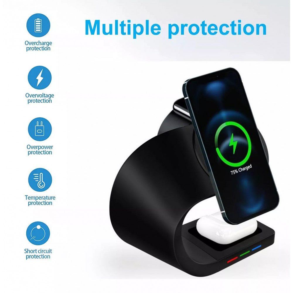 Wireless Charger 3 in 1 Y36 MagSafe - Black