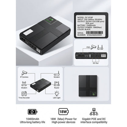 UPS для роутера, модема DC UPS 10400mAh Источник бесперебойного питания