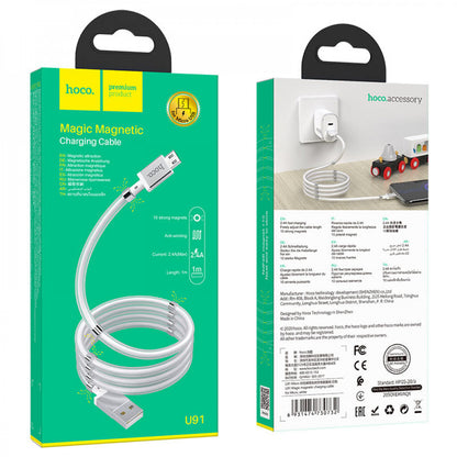 Cable Micro 2.4A (1m) Hoco U91 Magnetic – White