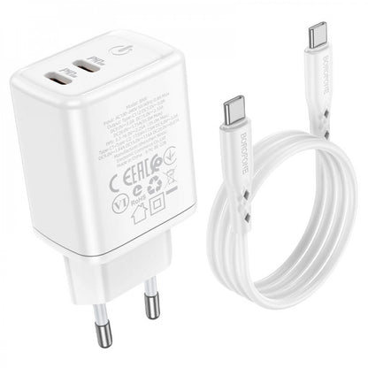 Home Charger 35W 2 PD3.0 C to C Cable (1m) Borofone BN9 — White