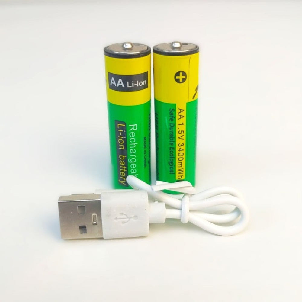 Аккумуляторные батарейки с Type-C разьемом Lithium-ion 3400mAh   AA-5 (2шт)
