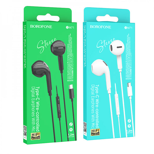 Type C headphones with microphone Borofone BM71 Light Song – White