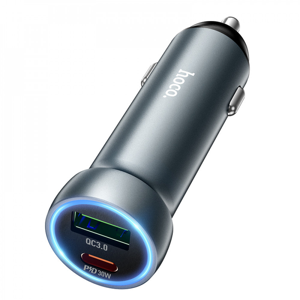 Car Charger | 48W | PD | QC3.0 — Hoco Z54A — Metal Grey