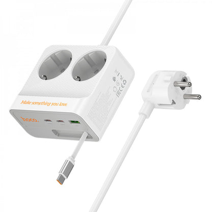 Power Extension 1U | 2P | 3C — Hoco AC28 L=2M  — White