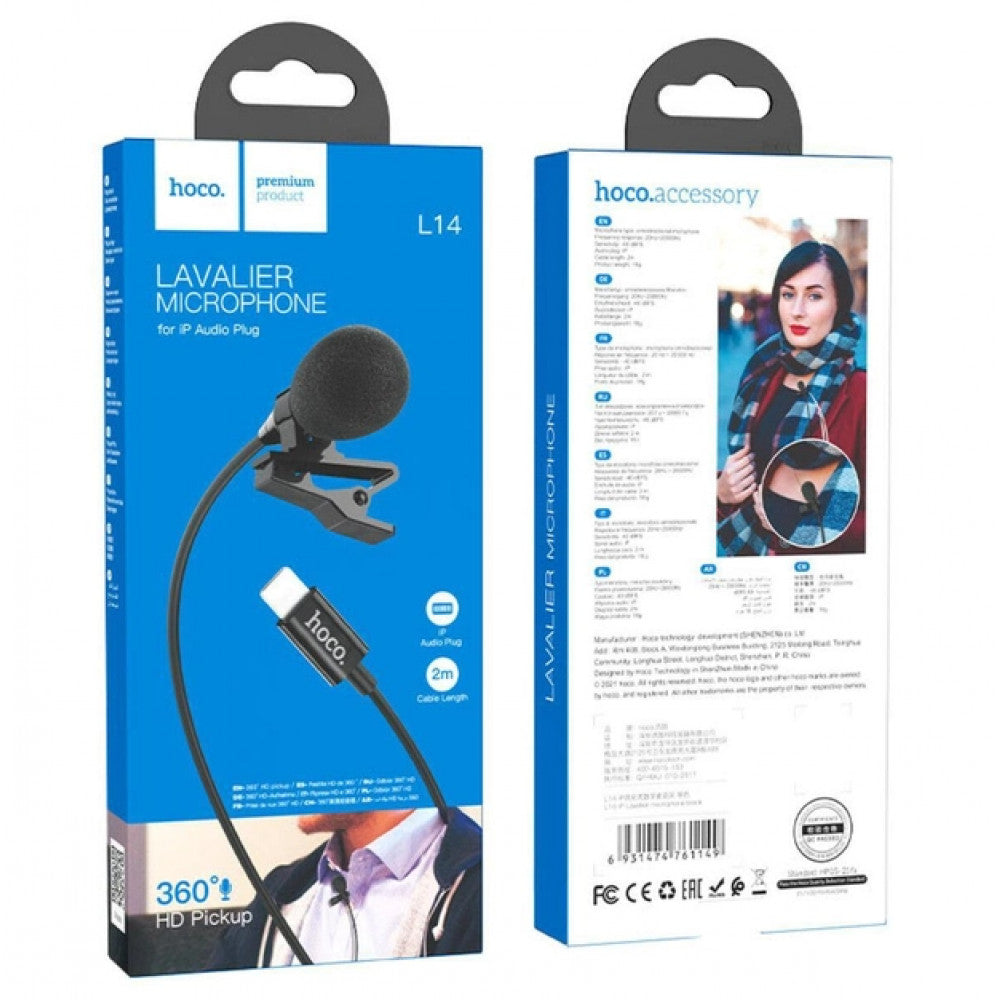 Microphone Hoco L14 iP lavalier – Black