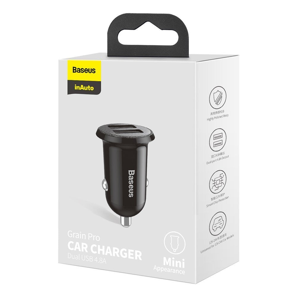 Car Charger 4.8A 2U Baseus (CCALLP-01) Grain Pro – CCALLP-01 Black