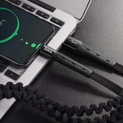 Lightning cable 2A (1.2m) Hoco U78 Elastic Black - Black