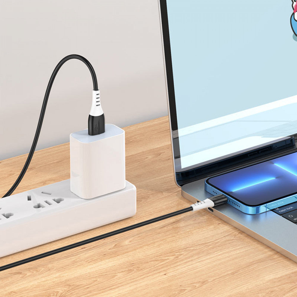 Кабель Lightning 2.4A (1m) Hoco X82 silicone — Black